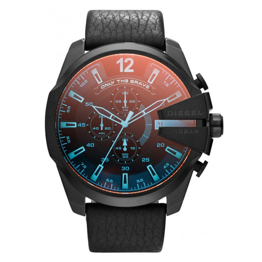 Diesel Mega Chief Men's 59mm Strap Watch - Black Iridescent Dial