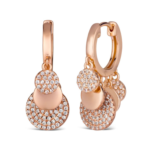 Anna Zukerman Olivia 90  Women's 0.75 ct. Diamond Crystalline Petite Pave Huggie Earrings in Rose Gold-Plating over 925 Sterling Silver