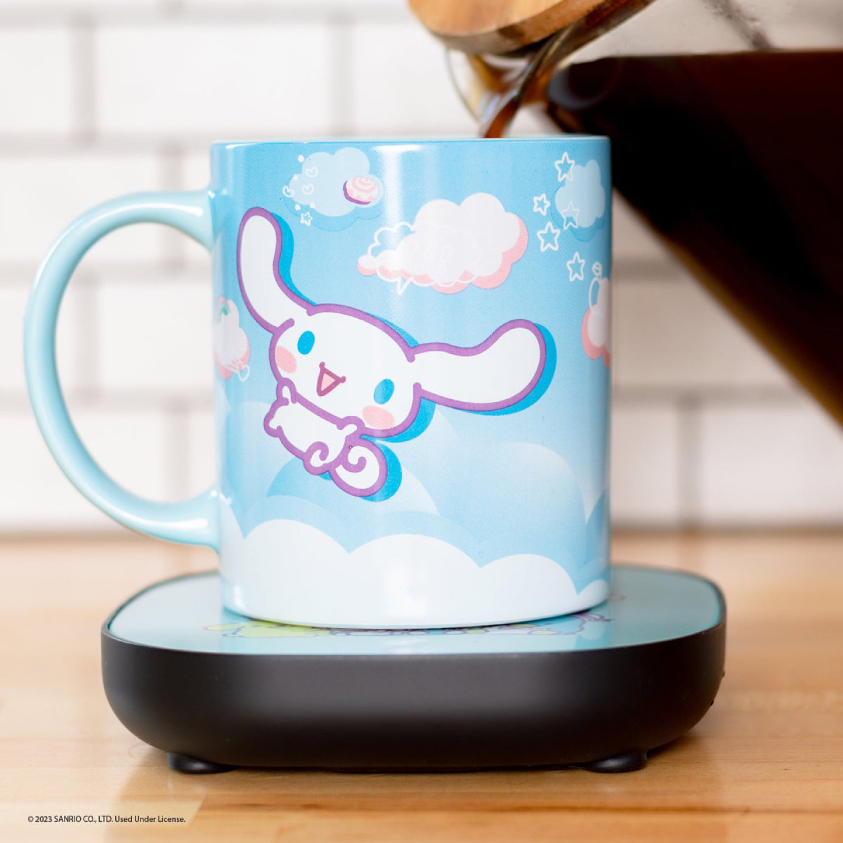 Juego de calentadores de tazas Cinnamoroll de 12 oz de Hello Kitty y sus amigos, azul claro