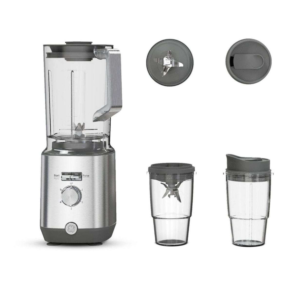 GE G8BCAASSPSS 2 Quart 5-Speed Blender with Personal Blender Cups - Stainless Steel