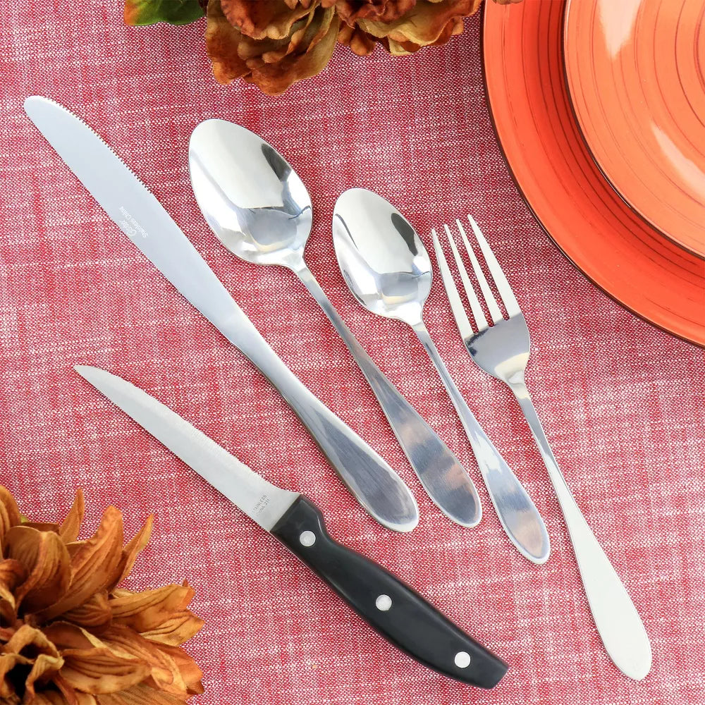 Oster Silvermist Flatware Knife Set with Steak Knives (20-Piece)