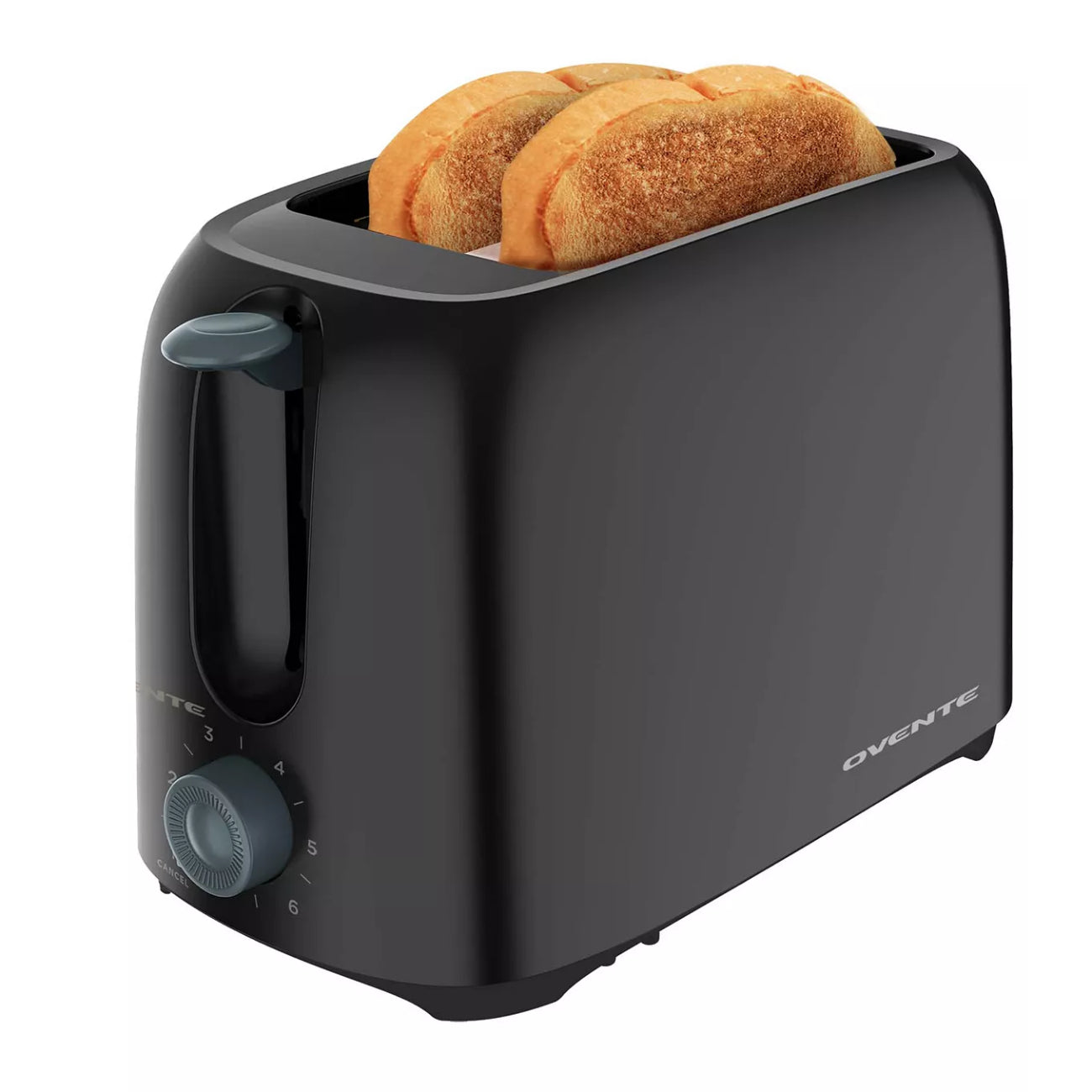 Ovente Electric 2-Slice Toaster Machine with Removable Crumb Tray - Black