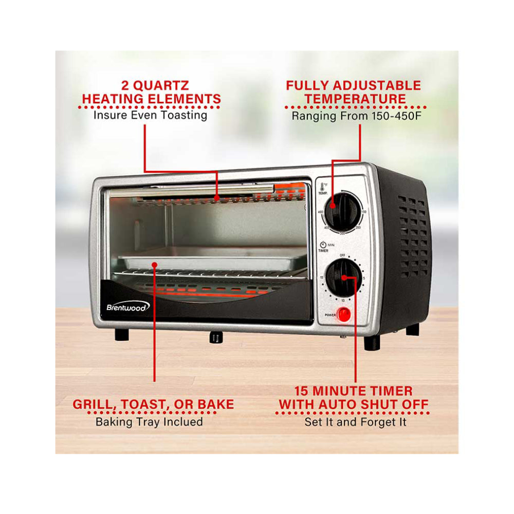 Brentwood TS/345B 2-Slice Electric Toaster with Cool Touch - Oven Black - Curacao