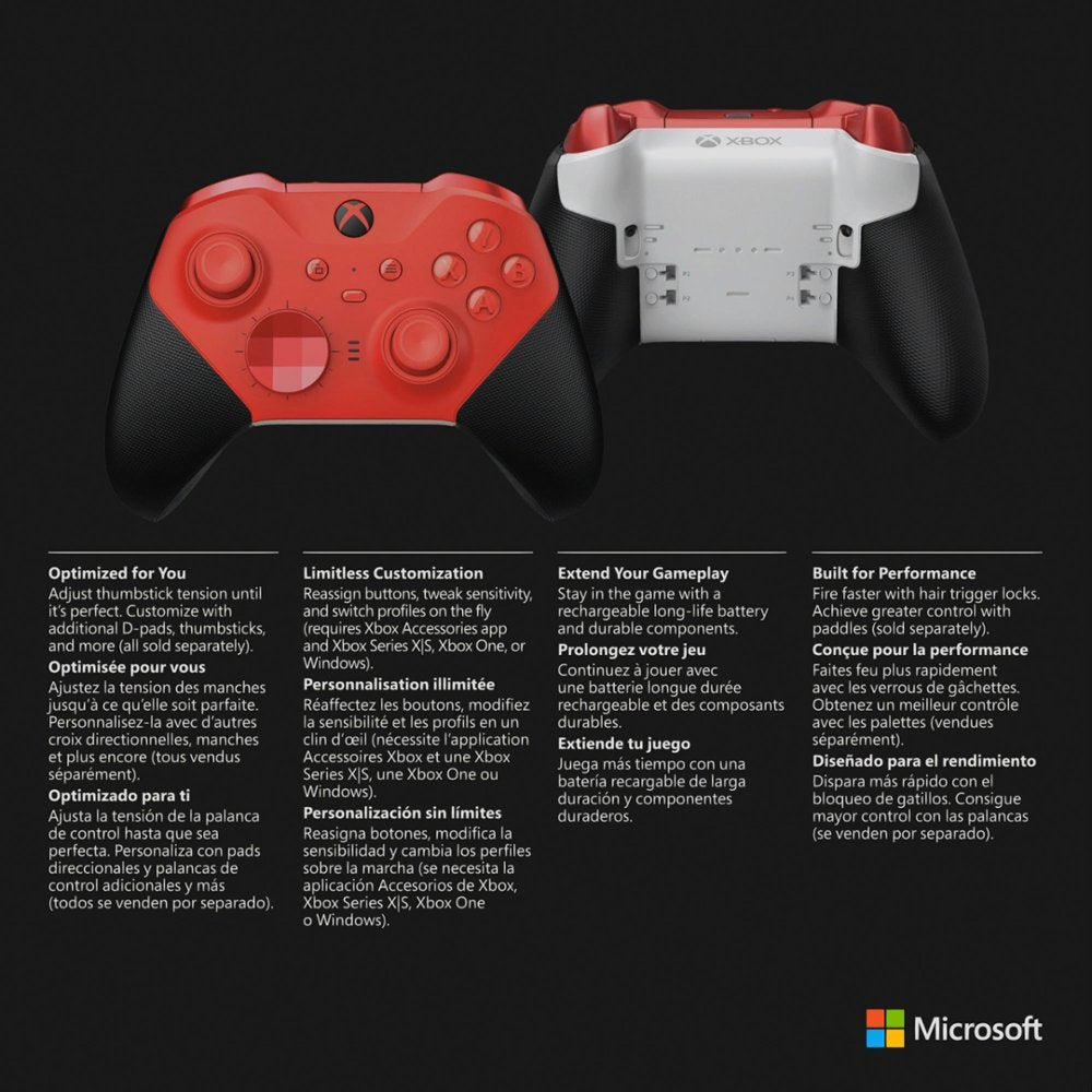 Microsoft Elite Series 2 Core Wireless Controller, Red