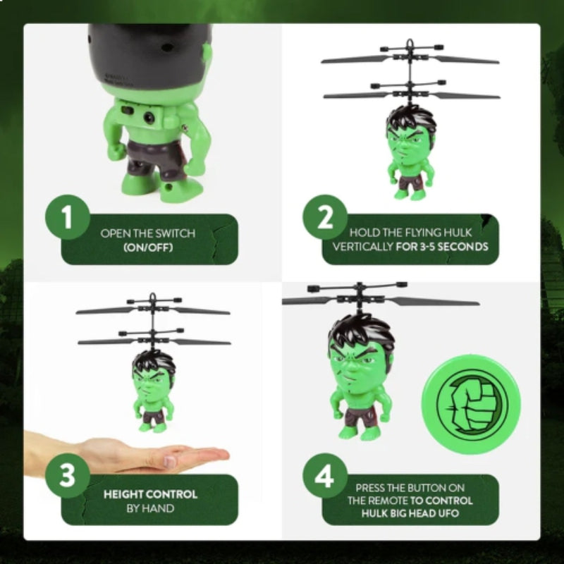 Marvel Hulk Flying Figure IR UFO Big Head Helicopter