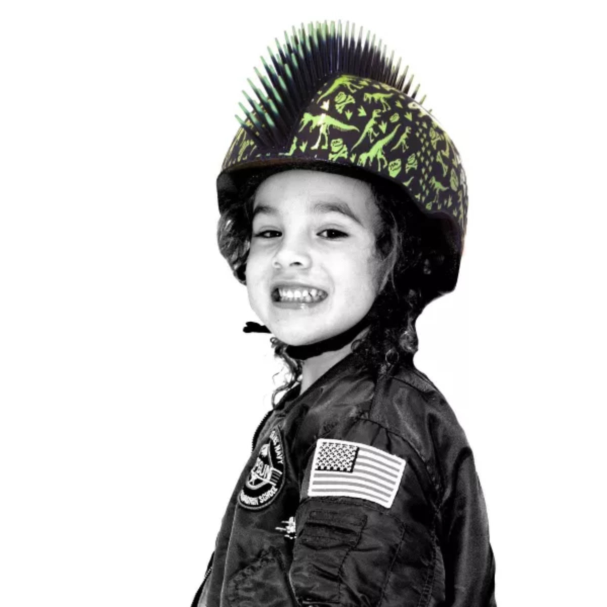 Casco para niños pequeños Bonez de Raskullz T-Rex, color negro y verde