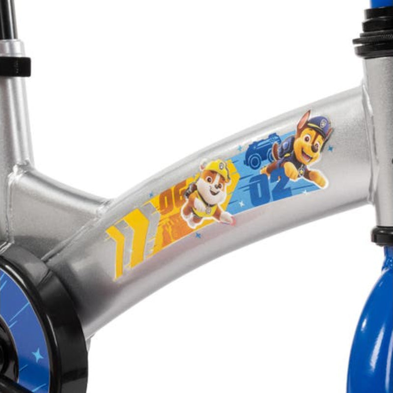 Bicicleta Huffy Paw Patrol de 12" para niños, color plateado y azul