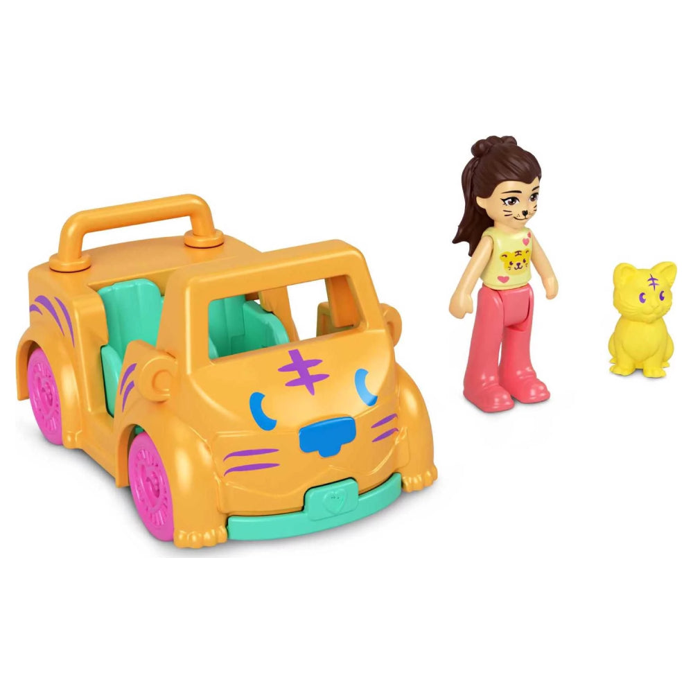 Conjunto de muñeca en miniatura y vehículo de fundición a presión Polly Pocket con minimascota (surtido)