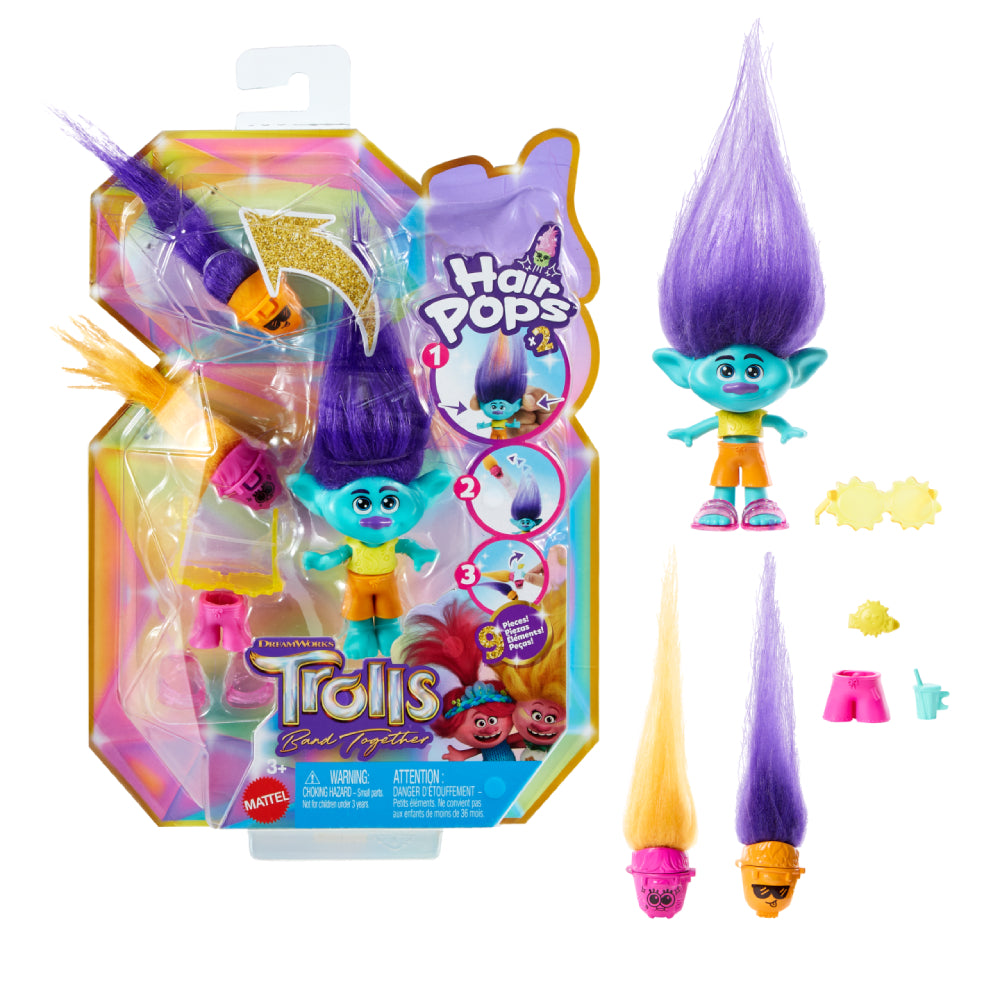 Muñeca pequeña y accesorios de Trolls Band Together Hair Pops Branch