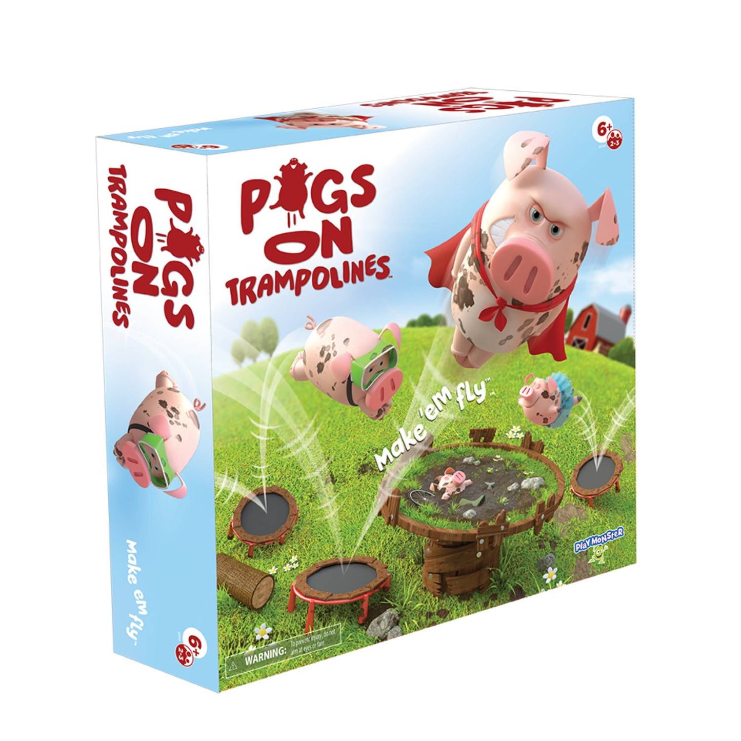 Playmonster Pigs on Trampolines Make 'EM Fly Board Game