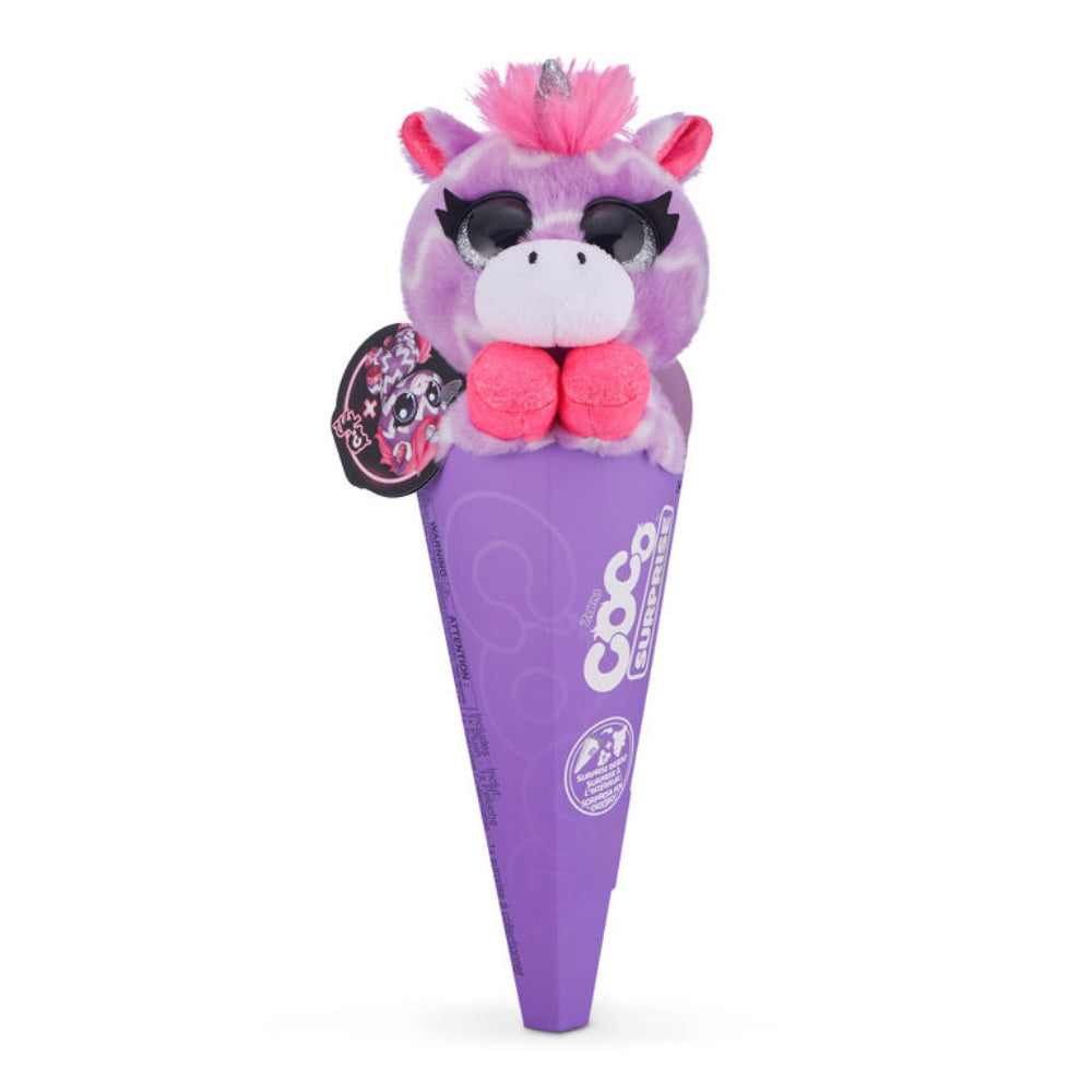 Coco Surprise Neon Plush Toy with Baby Collectible Pencil Topper Surprise in Cone - Assorted Colors