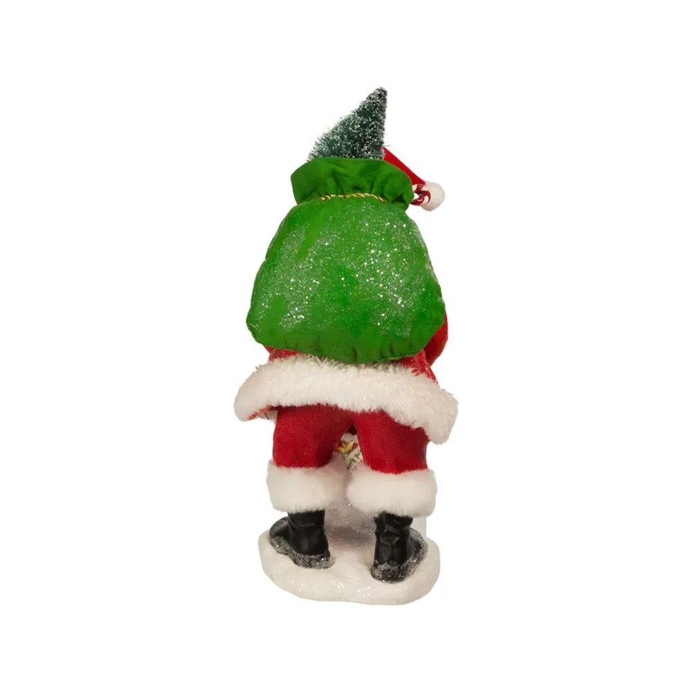 Papá Noel de 10,5" con buzón, de Kurt Adler, en tela, rojo y blanco