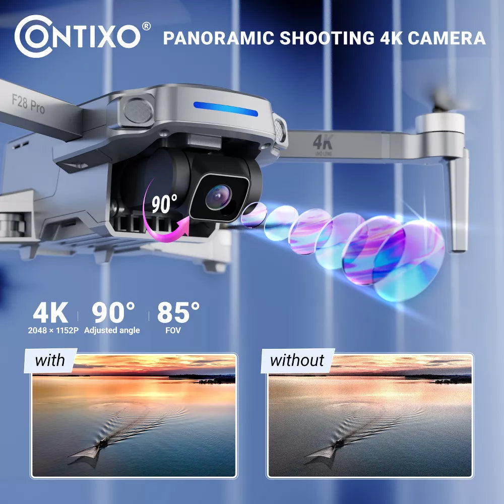 Contixo F28 Pro Foldable Drone with 2K FHD Camera and Carrying Case, White