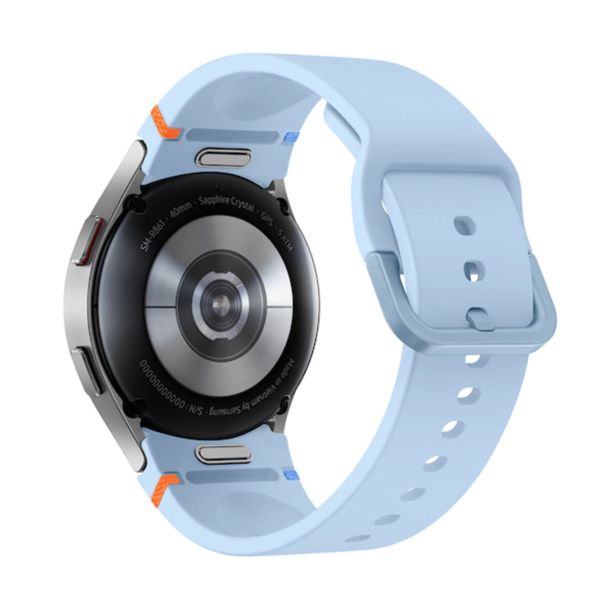 Reloj inteligente Samsung Galaxy Watch FE de 40 mm con caja de aluminio plateada y correa deportiva azul - Bluetooth