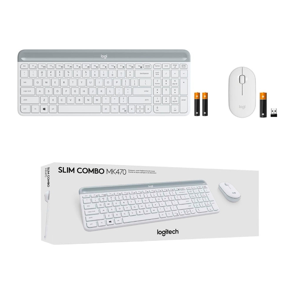 Logitech MK470 Slim Wireless Keyboard and Mouse - White