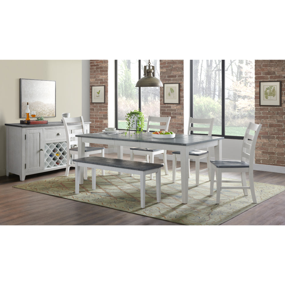 Monterey 78" Rectangle Dining Table with 1 x 18" Extendable Leaf by Martin Svensson Home - White/Gray - Curacao