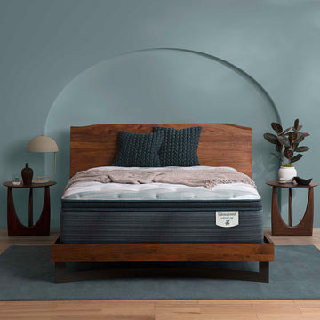 Colchón Beautyrest Harmony Lux Anchor Island de tamaño doble con cubierta acolchada mediana, firme, gris y blanco