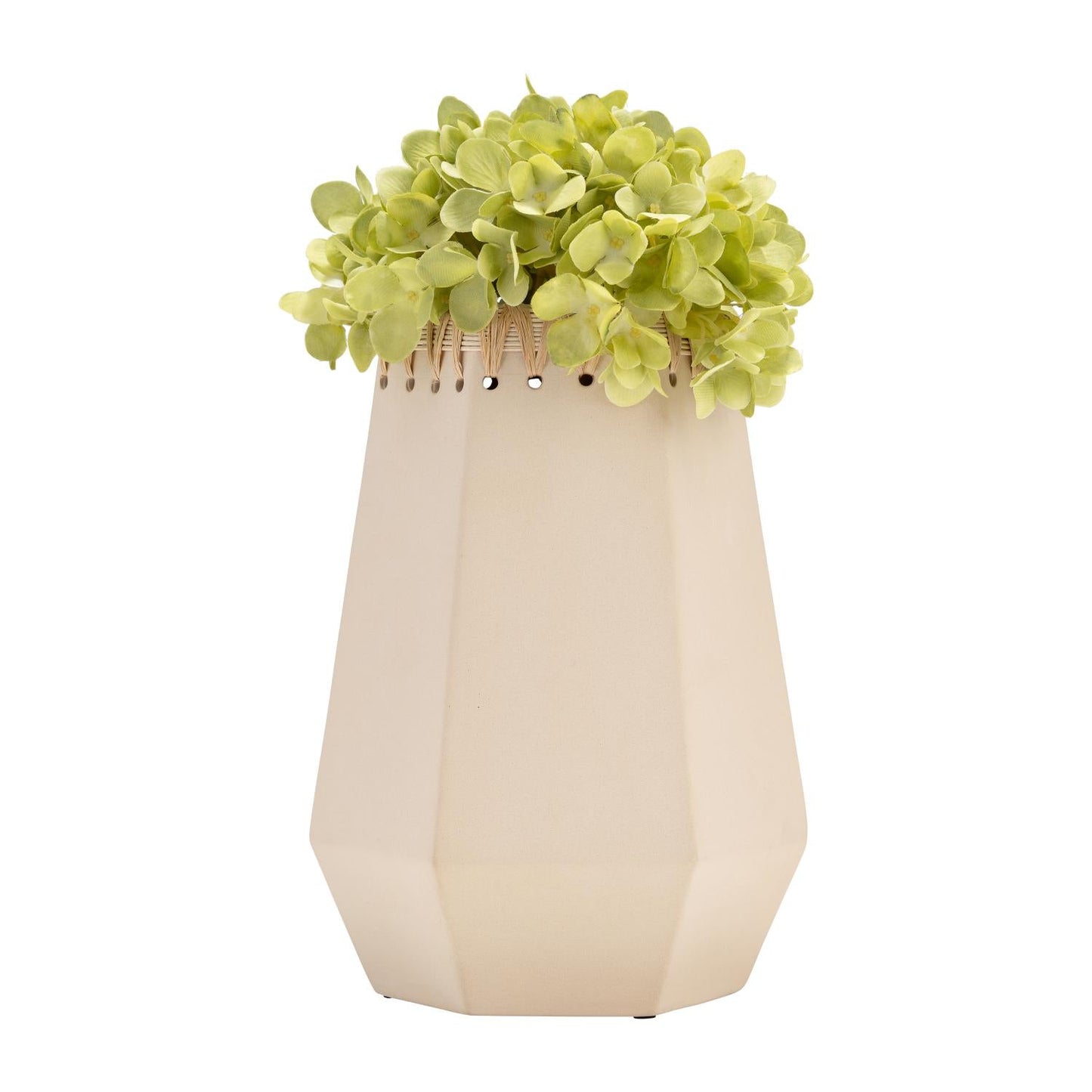 Jarrón de cerámica contemporáneo de 11" con tejido de Sagebrook Home - Marfil/Beige