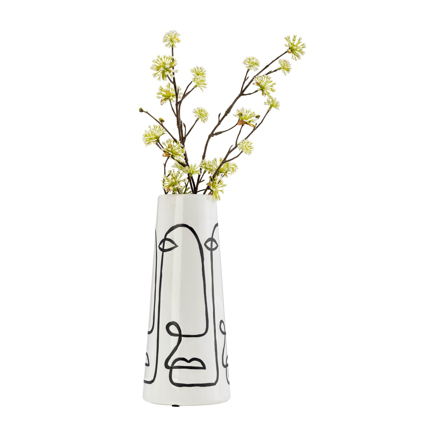 Sagebrook Home 11" Geo Funny Face Flower Ceramic Vase - Black/White