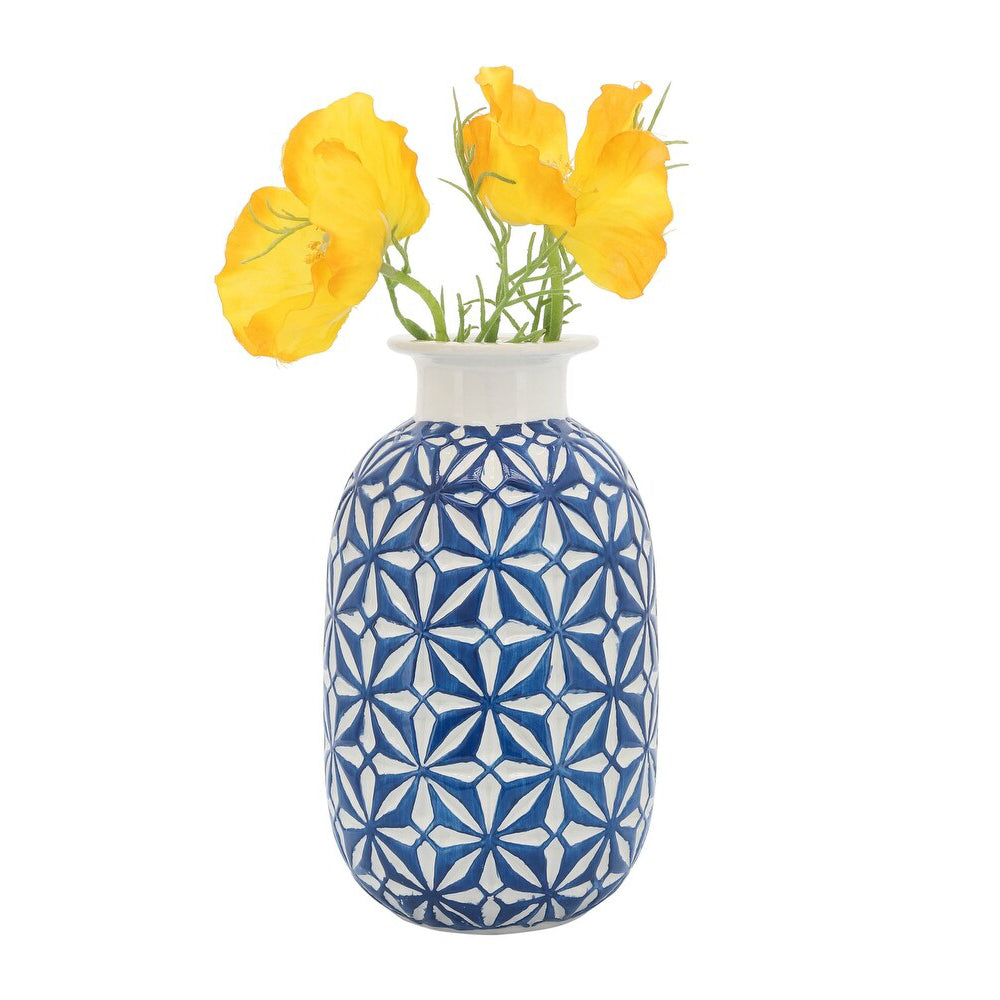 Sagebrook Home Contemporary 8" Ceramic Daisy Vase - Blue