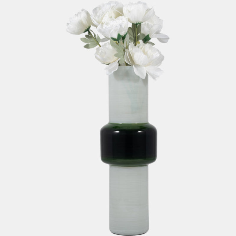 Sagebrook Home 19" Glass Cylinder Vase - White/Green