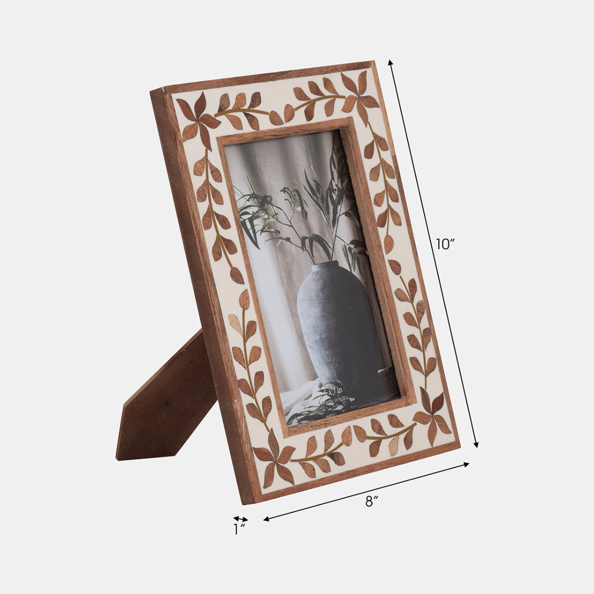 Sagebrook Home 5" x 7" Wood Inlay Vine Photo Frame - Natural