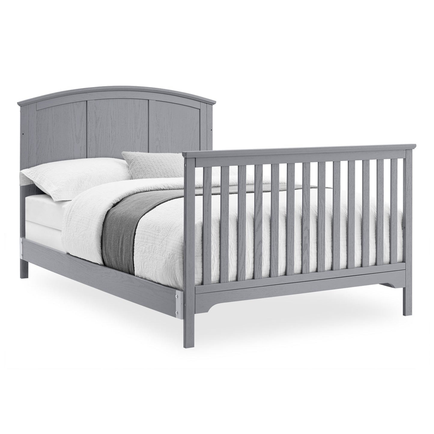 Cuna convertible de madera 6 en 1 con parte superior curvada en gris Sweet Beginnings de Delta Children