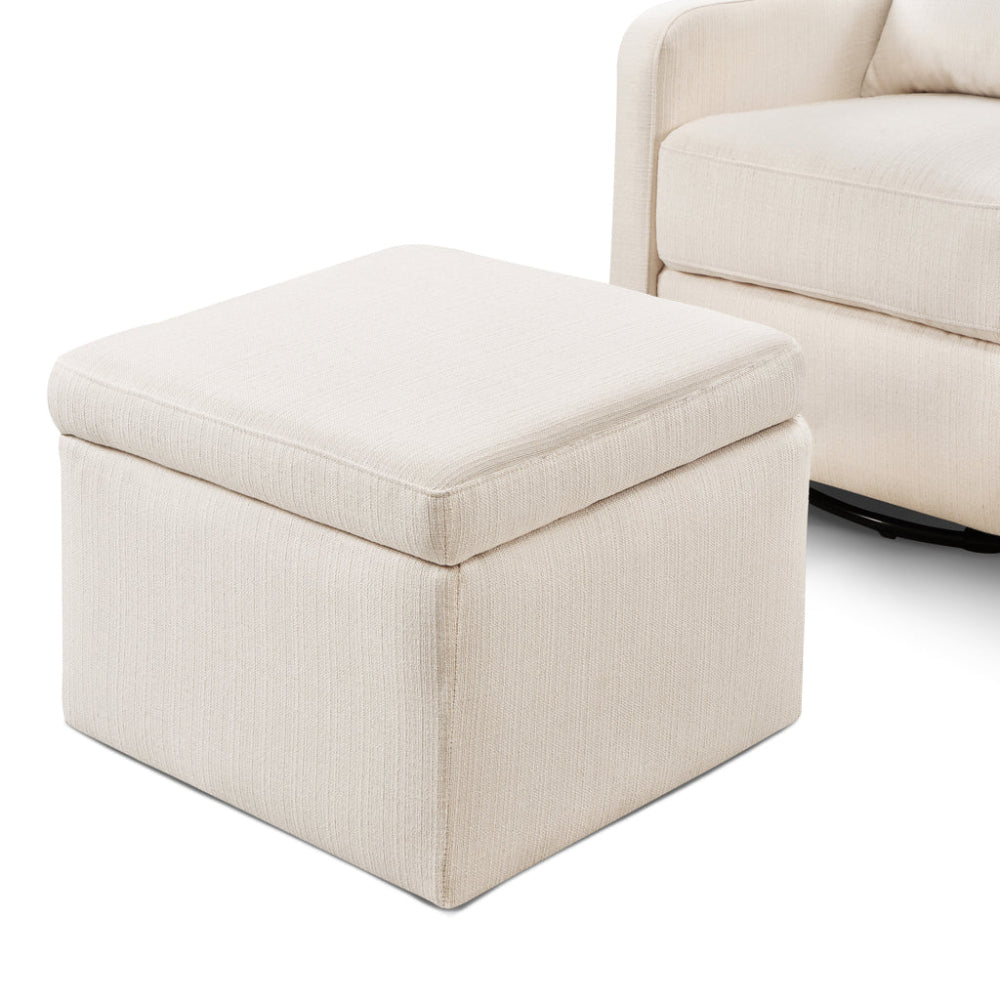 Adrian 37.5" Cream Swivel Glider with Storage Ottoman by DaVinci