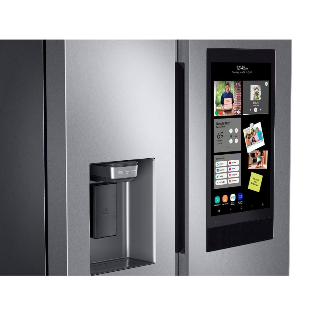 Refrigerador inteligente Samsung RS27T5561SR Family Hub de 26,7 pies cúbicos, de dos puertas, resistente a huellas dactilares, de acero inoxidable 