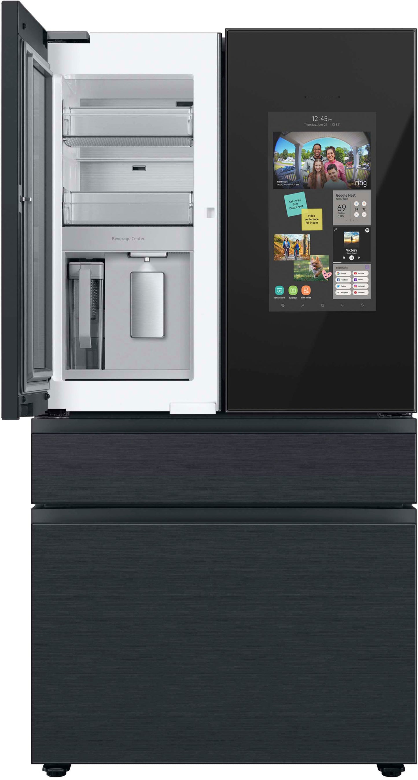 Samsung - BESPOKE 29 cu. ft. 4-Door French Door Smart Refrigerator with Family Hub - Matte Black Steel