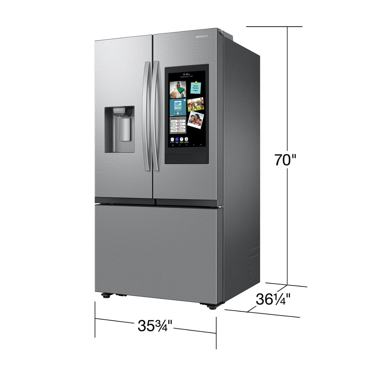 Refrigerador inteligente Samsung RF32CG5900SR de 30 pies cúbicos con puerta francesa y 3 puertas, con Family Hub, acero inoxidable