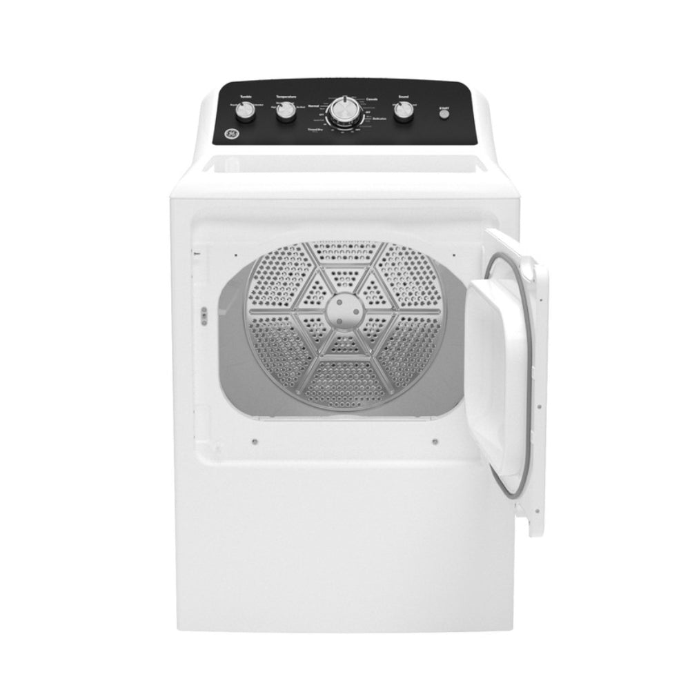 Secadora a gas GE GTD48GASWWB de 7,2 pies cúbicos con carga superior y ventilación de hasta 120 pies - Color blanco