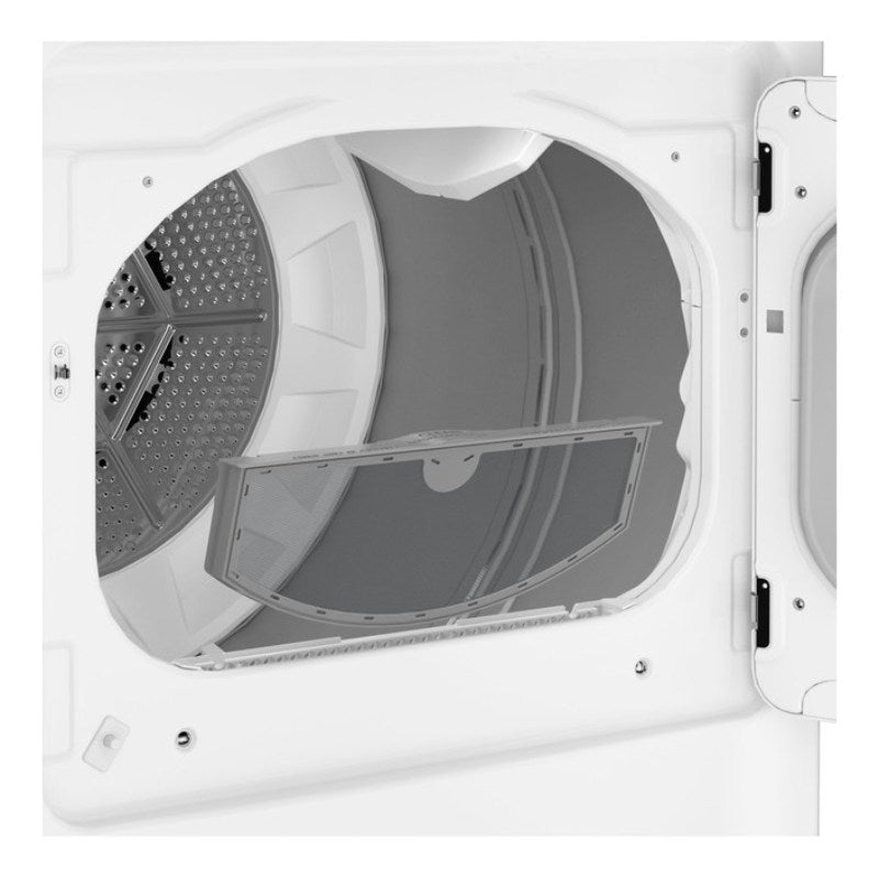 Secadora a gas GE GTD58GBSVWS de carga superior de 7,4 pies cúbicos con ventilación de hasta 120 pies - Color blanco