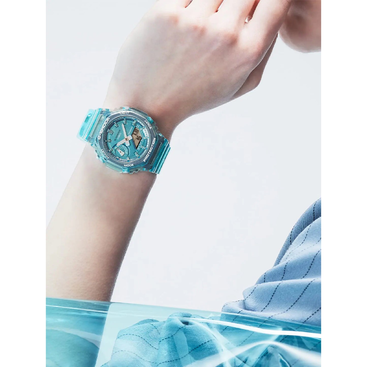 Casio G-Shock Women's 46.2mm Quartz Digital Analog Mint Green Skeleton Resin Strap Watch -