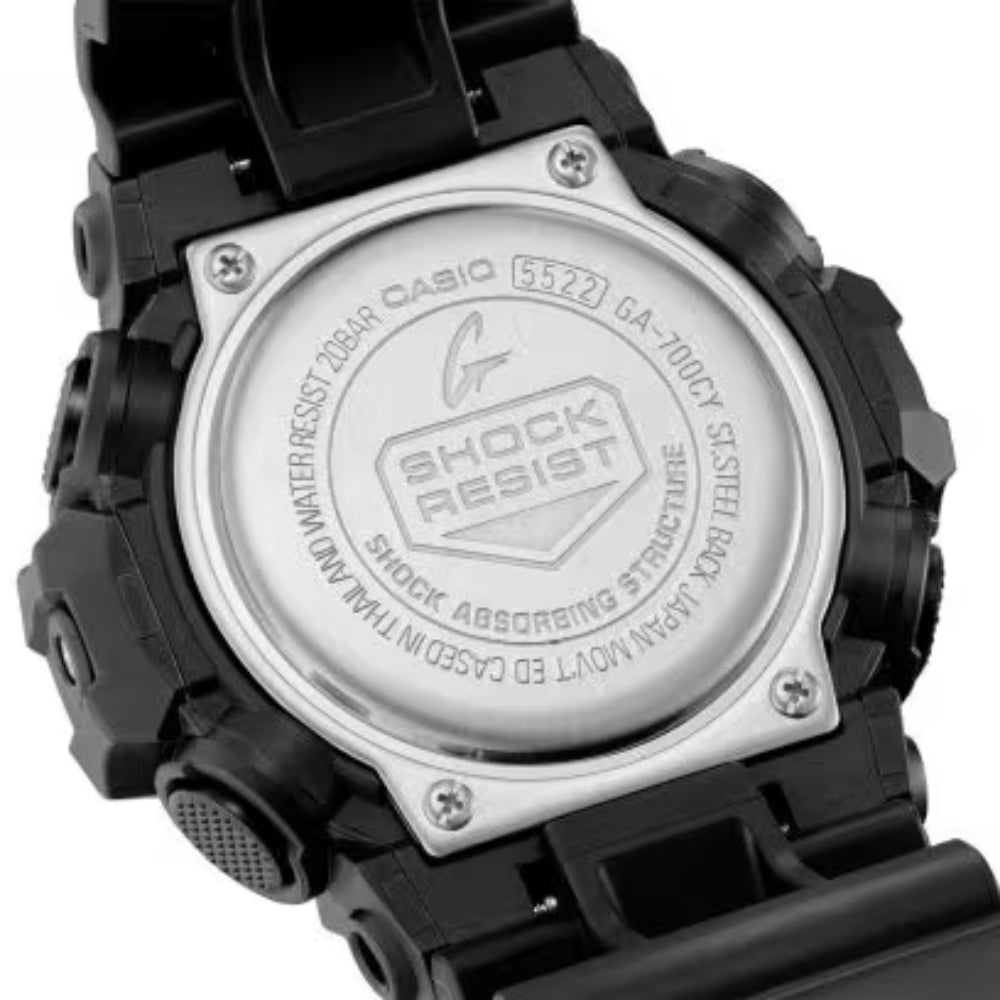 Reloj Casio G-Shock con correa analógica digital de 53,4 mm para hombre, color negro y amarillo