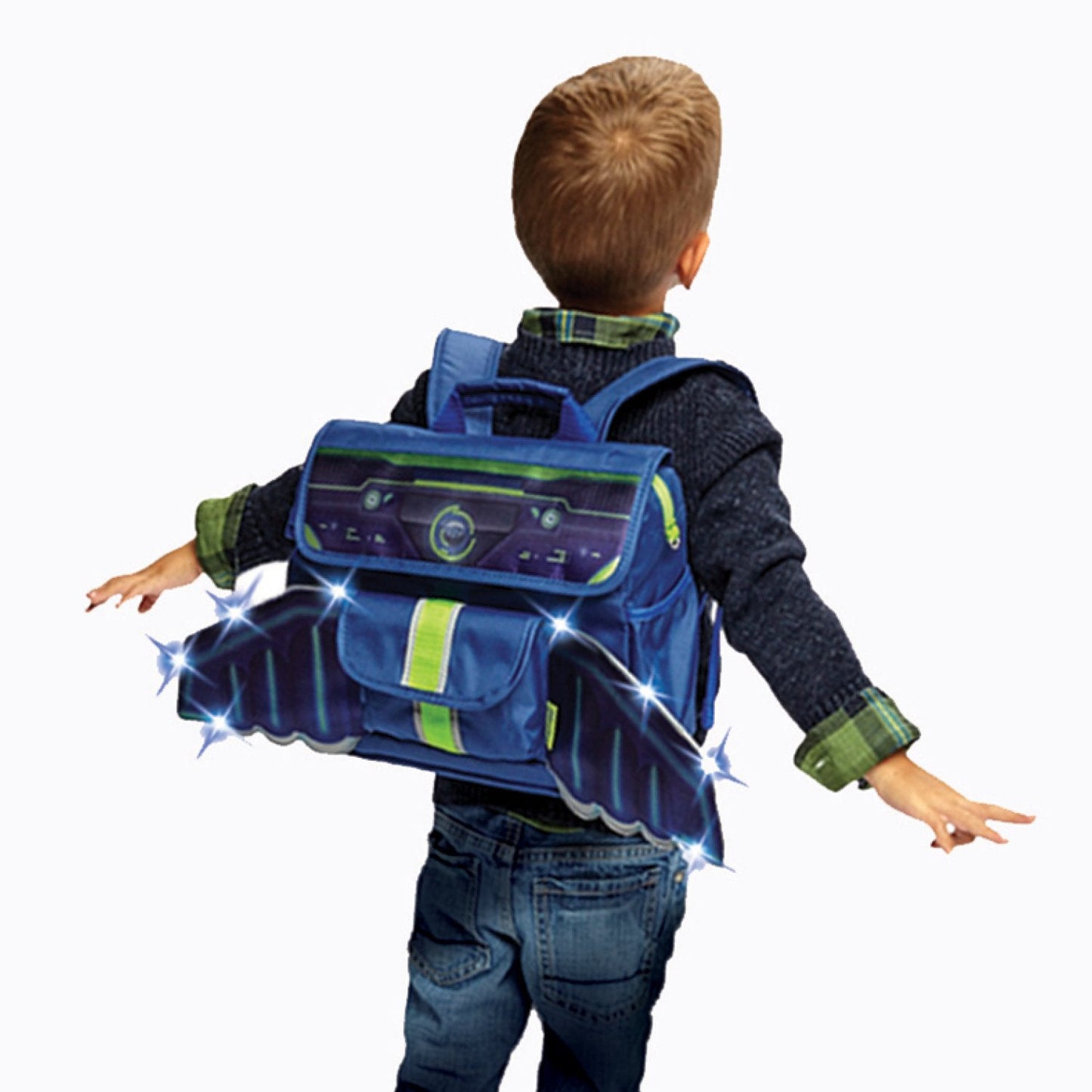 Bixbee 12" LED Space Racer Small Backpack in Polyester - Blue