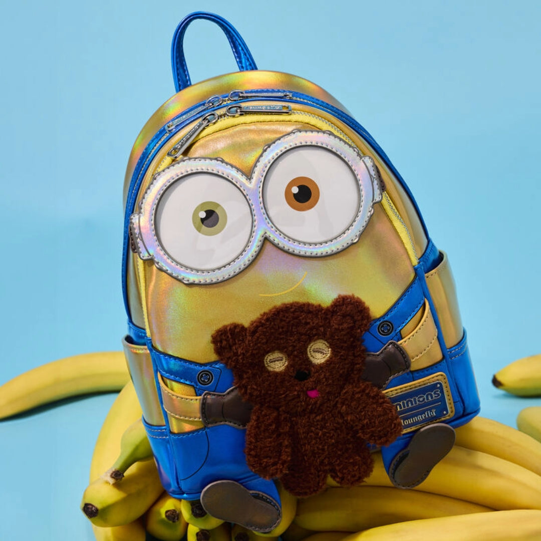 bob's mini backpack Loungefly Despicable Me Minions Bob Iridescent Cosplay Mini Backpack– Curacao