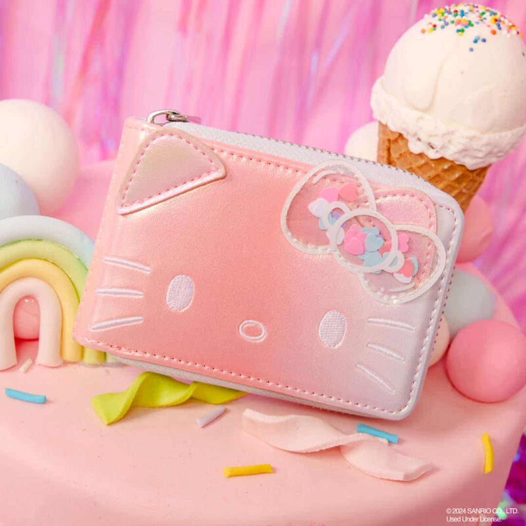 Monedero transparente y adorable con cierre de acordeón y Hello Kitty con motivo del 50.° aniversario de Sanrio de Loungefly