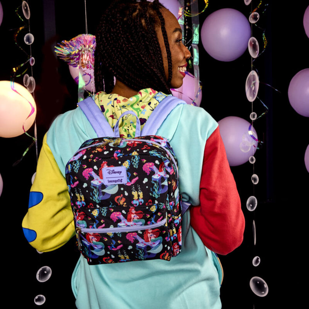 Mochila pequeña cuadrada con estampado integral Laungefly Disney La Sirenita Life is the Bubbles - Multicolor