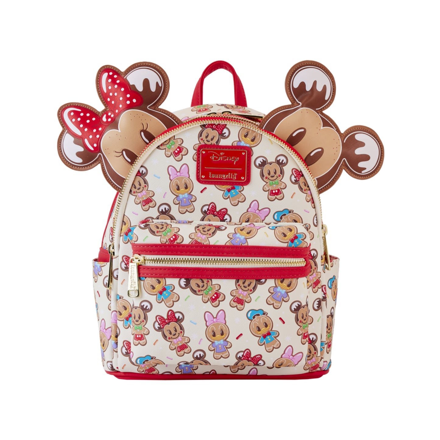 Mochila pequeña con estampado integral de galletas de jengibre y Mickey &amp; Friends de Disney de Loungefly con diadema para las orejas