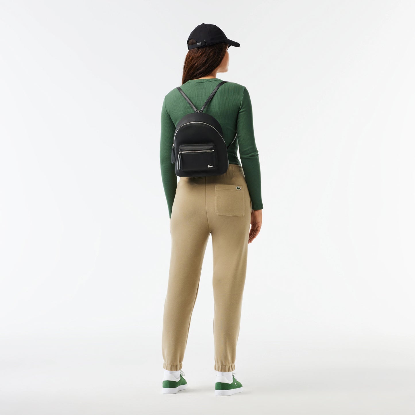 Lacoste PiquÃ©-Effect Canvas Backpack - Black