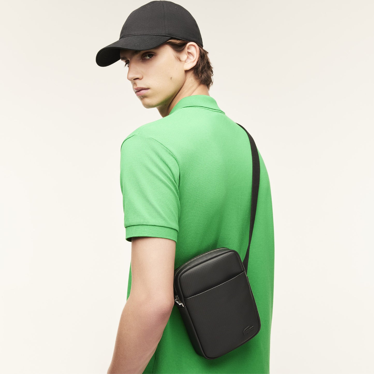 Lacoste Classic PiquÃ©-Effect Satchel - Black