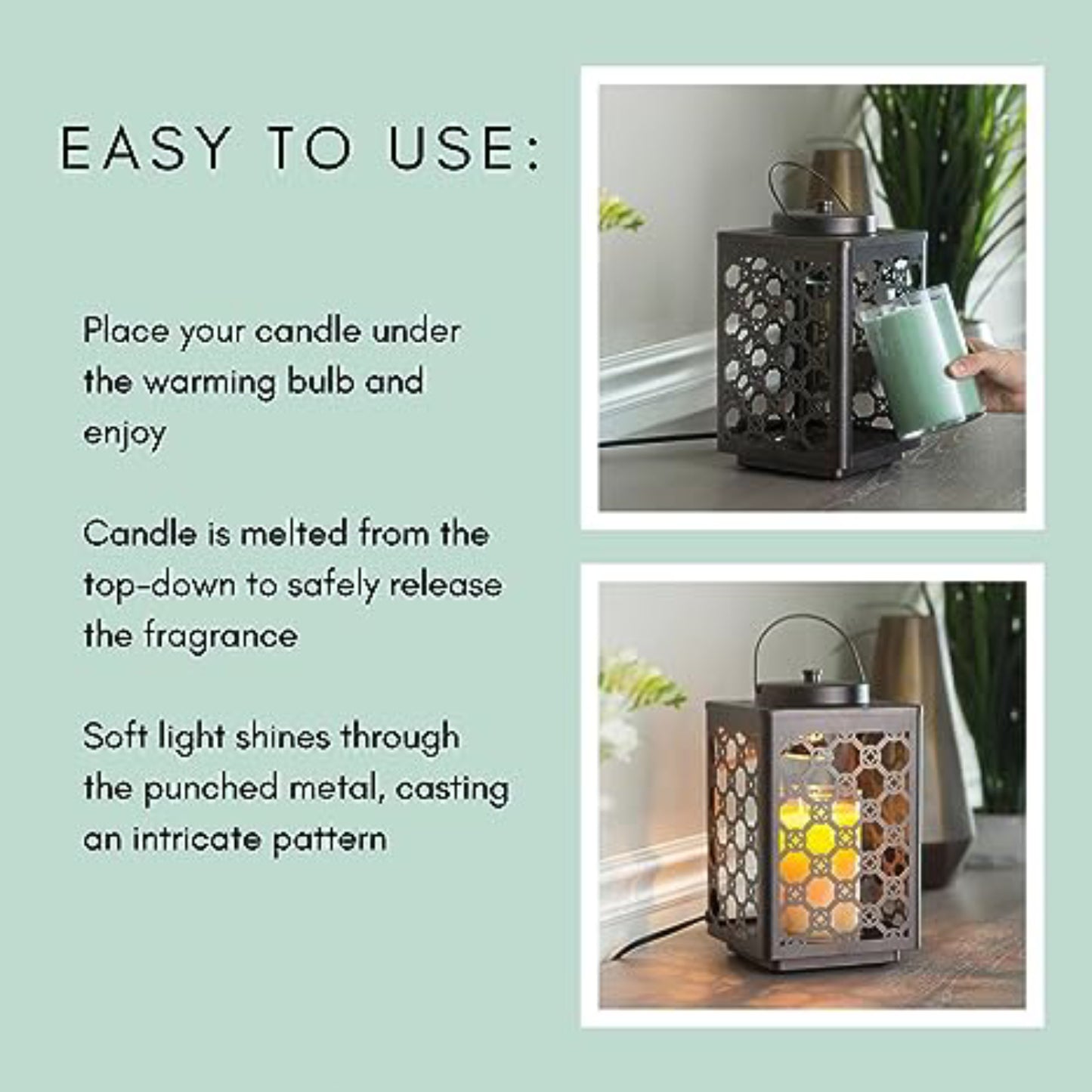 Candle Warmers Garden Candle Warmer Lantern with Intricate Pattern - Bronze