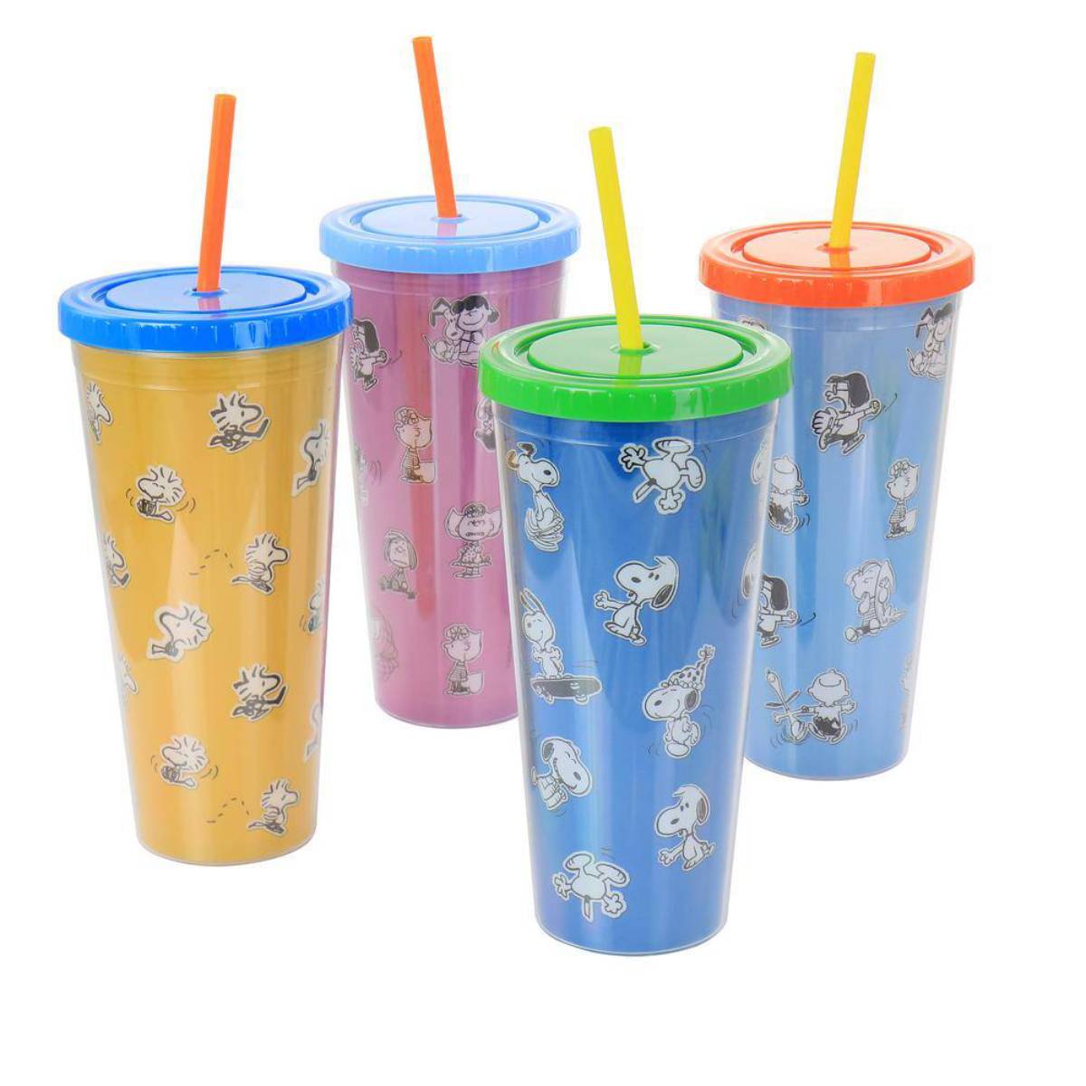 Peanuts 129407.01 23.6 oz Tumbler set with Lid and Straws (4 Pieces) - Multicolor