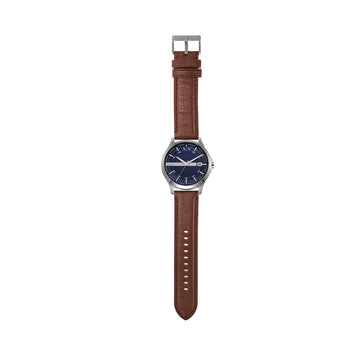 Armani Exchange Hampton Men's 46mm Brown Strap Watch - Navy Dial