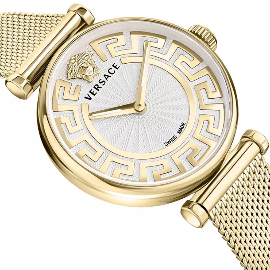 Versace Greca Chic Women's 35mm Gold Bracelet Watch - Silver-Tone Dial