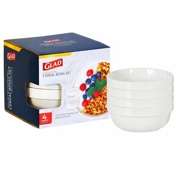 Glad Stackable Cereal Bowl Set (4-Piece) - White