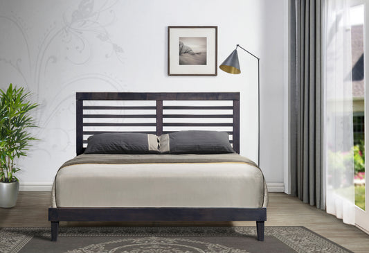 Cappuccino Mid-Century Modern Wooden Platform Queen Bed