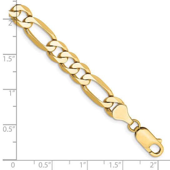 14K Yellow Gold Unisex 8" Flat Figaro Bracelet