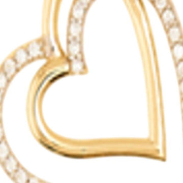 Cubic Zirconia Double Heart Pendant in 14K Yellow Gold